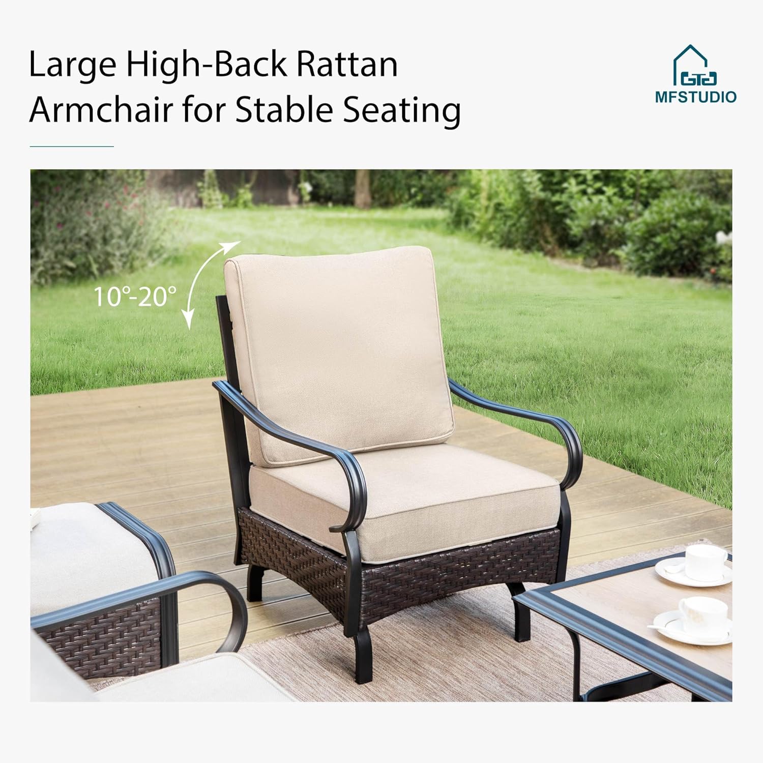 MFSTUDIO 4 Pieces Outdoor Patio Furniture