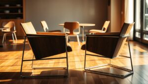 Metal and Wood Frame Chairs