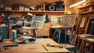 Metal and Wood Frame Chairs